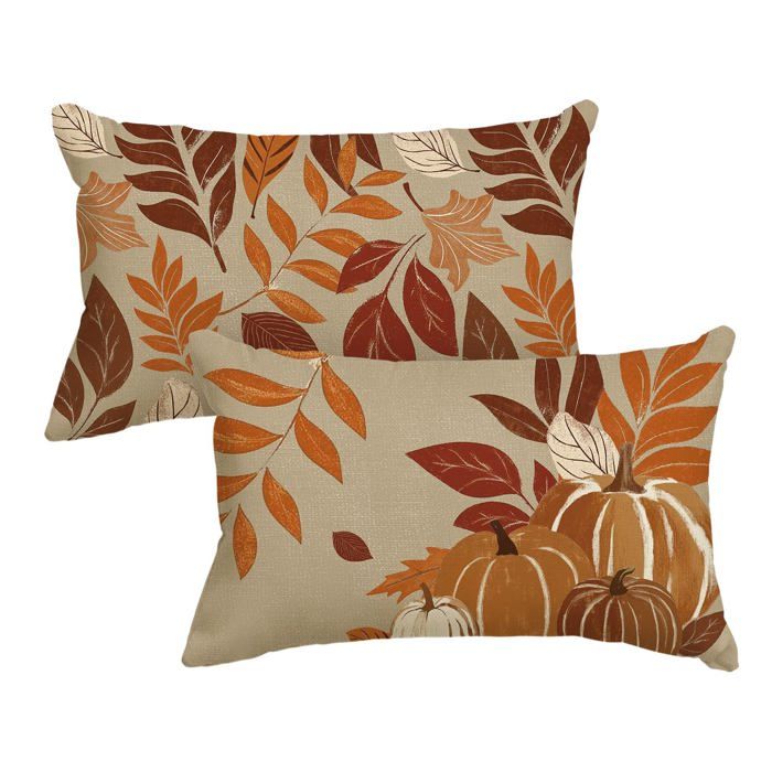 Lot 2 Hous de Coussin Automne Feuilles Citrouilles 30x50cm 50 x 30 cm (Lot de 2) 50 x 30 cm (Lot de 2) TAIE OREILLER