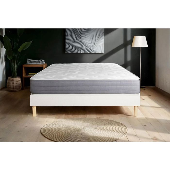 Ensemble Matelas Sommier 200x200 Cm Sommier Blanc En Kit Actimemo