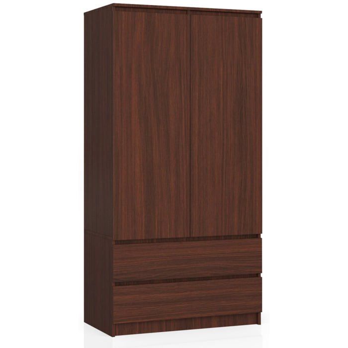 Armoire AKORD S90 Wengé 90 cm 2 portes 2 tiroirs façade Wengé 4 étagères 90x51x180 cm Armoire AKORD S90 Wengé 90 cm 2 portes 2 tiroirs façade Wengé 4 étagères 90x51x180 cm