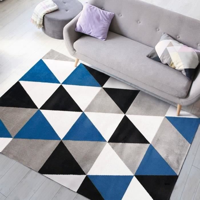 TAO SCANDI Tapis de salon - 150 x 220 cm - Polypropylène - Bleu