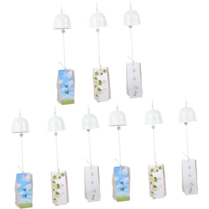Carillon éolien Japonais En Verre Suspendu - Vert, Longueur Totale 40 Cm - Décoration Extérieure Jardin, Patio, Maison - Fait Main, Borosilicate - 10