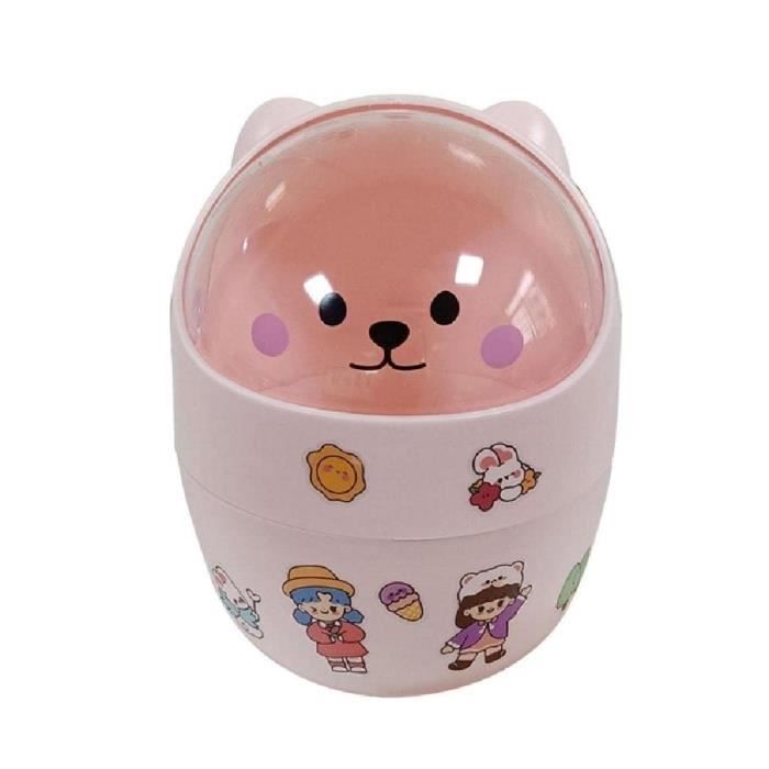 Mini Poubelle De Bureau Mignonne Avec Couvercle – Corbeille Dessin Animé Pour Bureau, Salle De Bain, Cuisine - 4