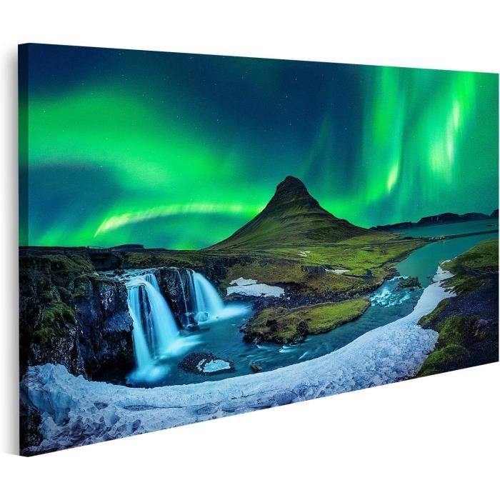 Tableau Toile Déco 'Montagnes Ski Hiver' 100x70 Cm - Motif Paysage Alpin Moderne - Prêt à Accrocher
