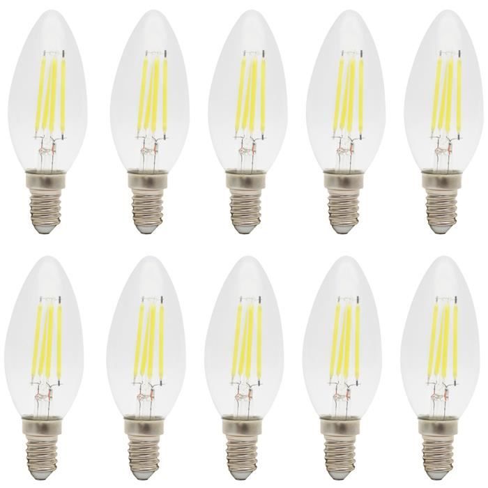 Lot de 10 Ampoules LED Filament E14 4W C35 Vintage Edison Ampoule
