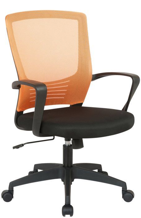 chaise fauteuil de bureau sur roulettes en maille orange et noir reglable avec accoudoirs