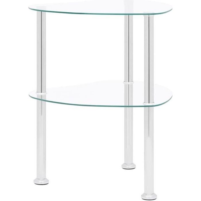 table d'appoint style contemporain - bout de canapé table basse à 2 niveaux transparent 38x38x50cm verre trempé excellent ♫52724