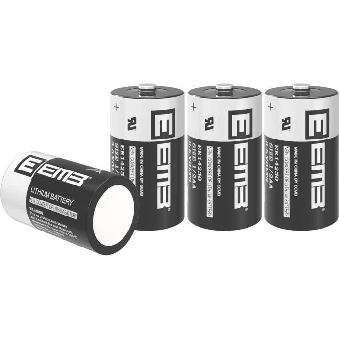 Lot de 4 Piles Lithium ER 14250 LS14250 1-2 AA Batterie 3.6V 1200mAh ...