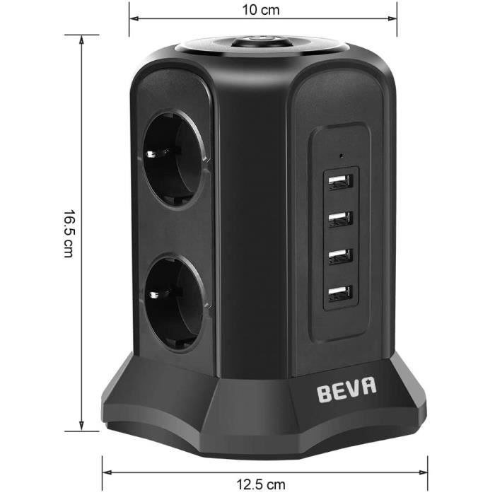 Bestek Tour Multiprise Parasurtenseur Parafoudre Avec 8 Prises Eu Et 6