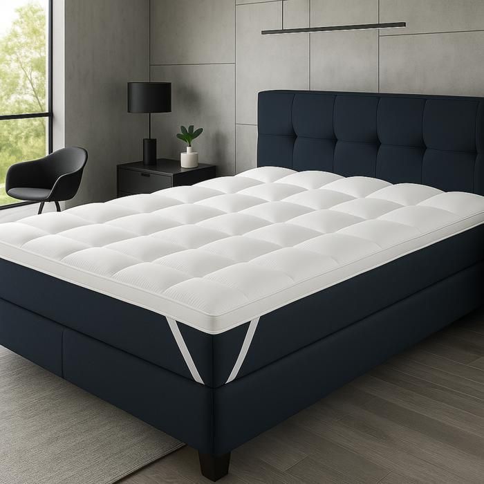 Surmatelas Duo 160x200 by Sampur Épaisseur 8 cm Mémoire de Forme Microfibre Moelleux Qualité dAération Anti Bactérien