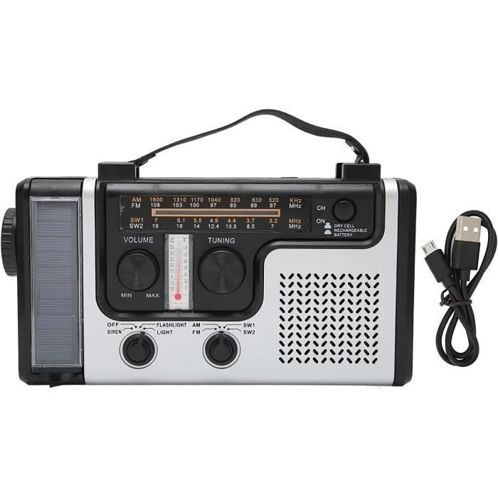 Radio Solaire Urgence - FM/AM/NOAA Avec Manivelle Et LED