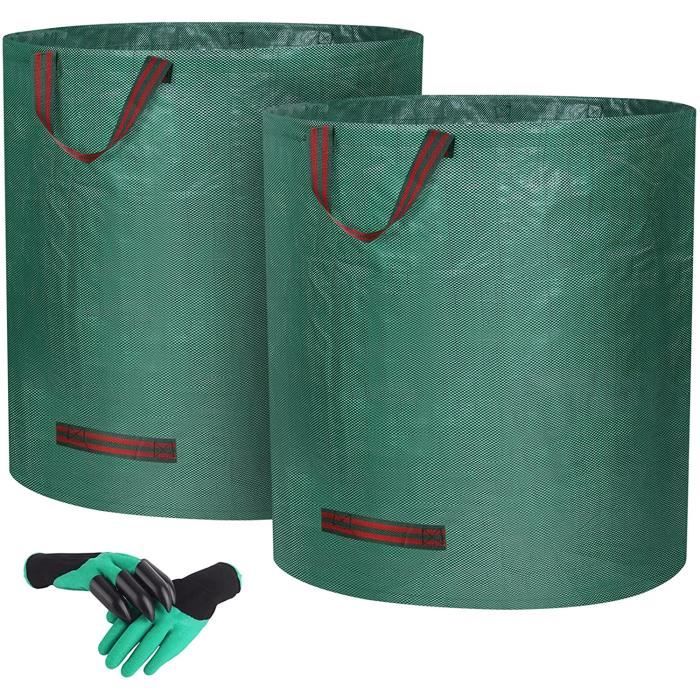 3X Sacs à Déchets de Jardin Avec Poignées - 272L Haute Capacité et Double Fond - Stable Aux UV et Hydrofuge