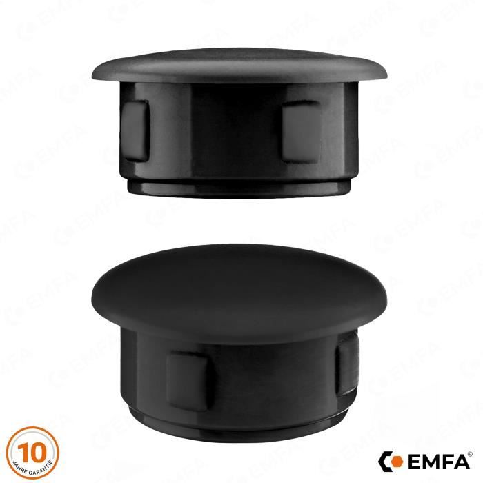 Bouchon pour trou de fixation - Diamètre 8 mm - 25 pièces - Noir - Largeur de tête 13 mm – Cache trou – Cache vis - EMFA®