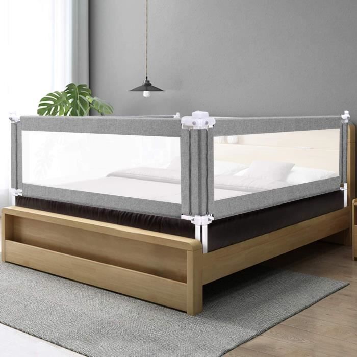 Randaco Barrière de lit Réglable en hauteur 150cm Portable Bébé Grand Rails  Protection contre les chutes pour lit parental Convient pour matelas