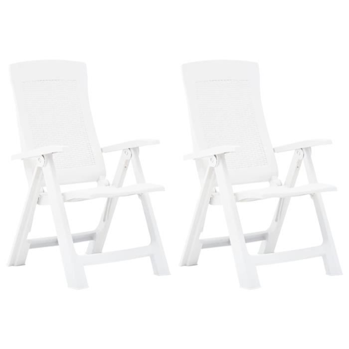Elégant - Lot de 2 Chaises inclinables de jardin Fauteuils de Jardin-Set de 2 TABOURET DE JARDIN Plastique Blanc8537