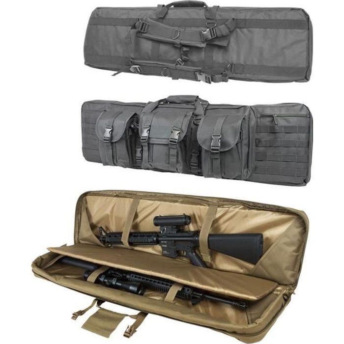 Housse de Transport pour 2 Fusils à Air / Fusils de Chasse Rembourée 91 cm  Sac Tactical Double Rifle pour Arme Longue Airsoft - Noir - Cdiscount Sport