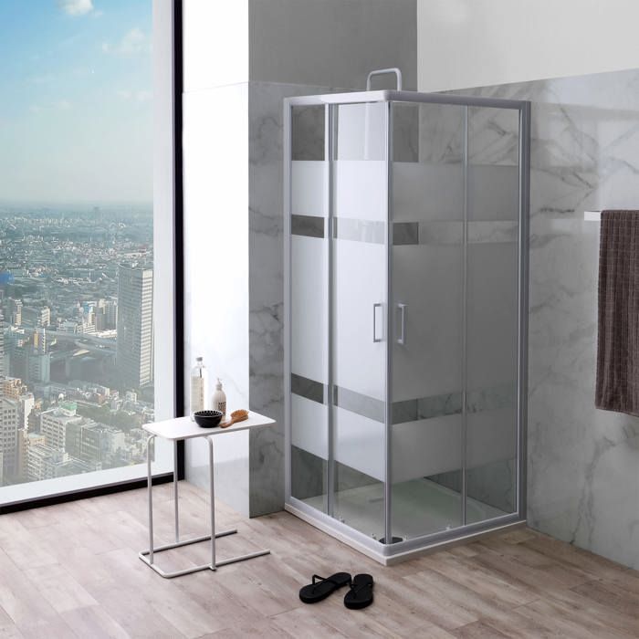 PAROI DE DOUCHE 70X70 CRISTAL SÉRIGRAPHIÉ 4MM PROFILÉ SÉRIGRAPHIÉ BLANC VENERE