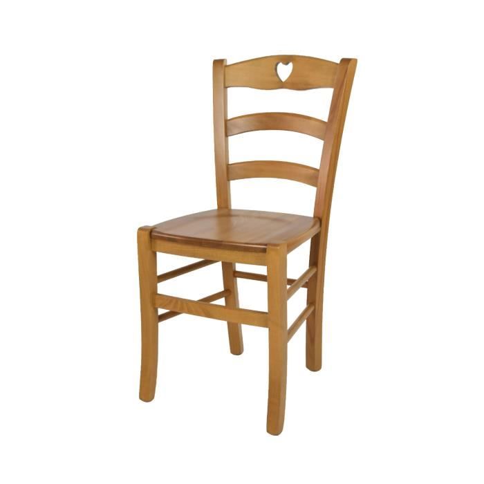 Tommychairs - Chaise cuisine CUORE robuste structure en bois de hêtre peindré en couleur chêne et assise en bois