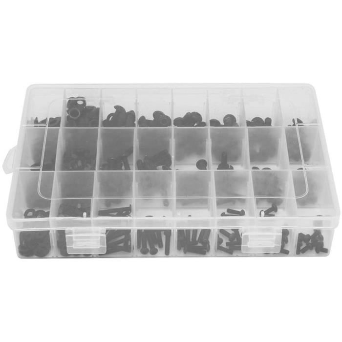 Écrou à vis, 570 pièces vis hexagonale en acier au carbone noir + écrou ...