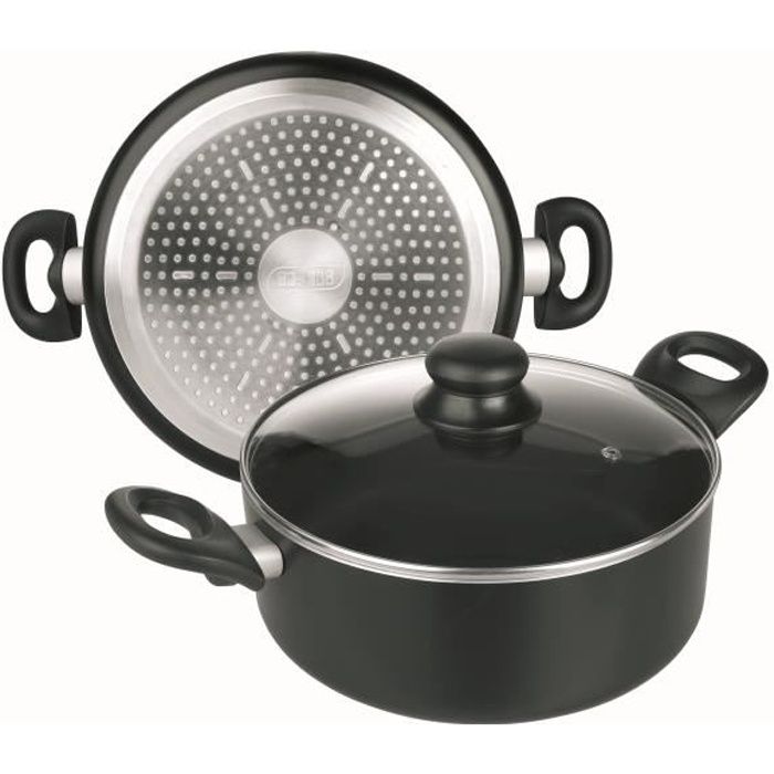 IBILI - Casserole avec couvercle en verre, Aluminium, 20 cm, Antiadhésif, Compatible avec l’induction