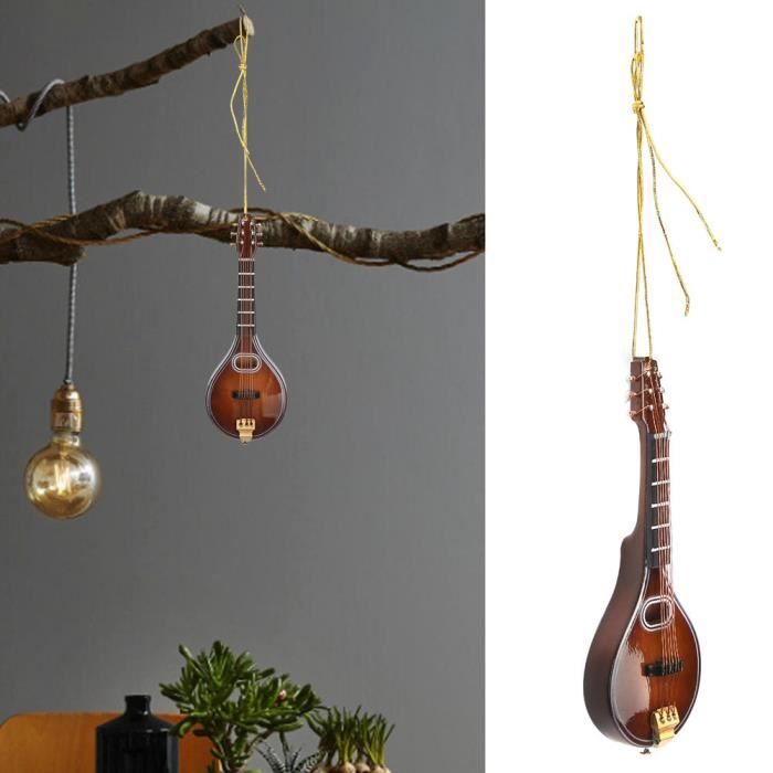 YEN Modèle de mandoline miniature en bois Instrument de musique à collectionner cadeau