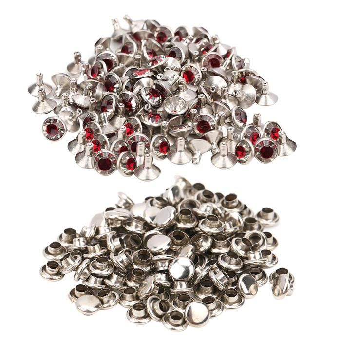 EXCEART 100 Pièces Rivets à Strass Cristal Argentés - Embellissements Pour Vêtements Chaussures Sacs DIY