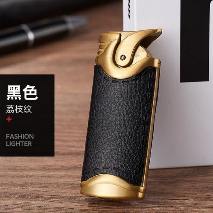 IHGVVING Briquet Vintage en métal doré Rechargeable, Vintage, Fin, en cuivre, Unique, Cadeau d'anniversaire for Homme, Collection Papa Mari, Cadeau décoratif (sans Huile)(Gold