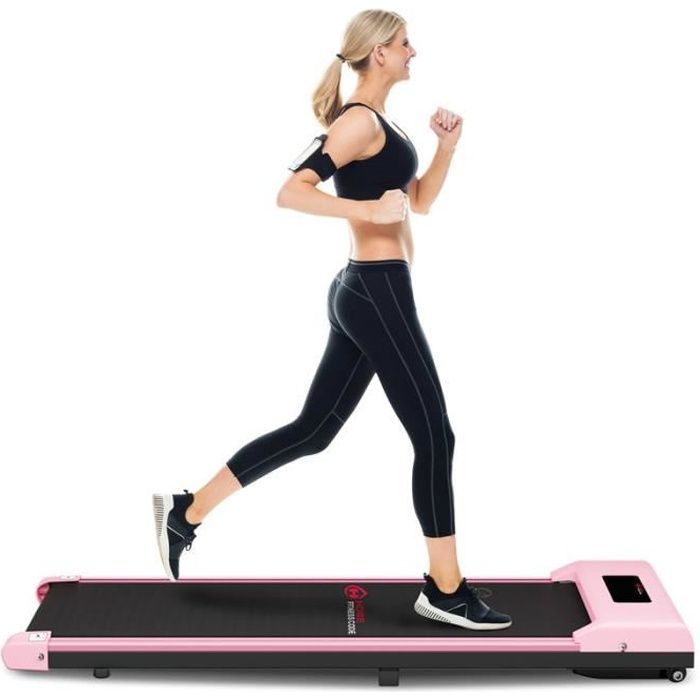 BIGZZIA Tapis de course éléctrique, Tapis de marche Fitness Moteur de pic de 1,5 CV, 1-10km-h, Avec écran LCD - Rose