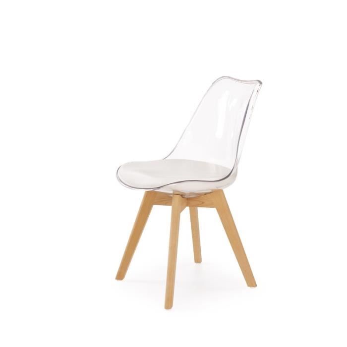 lot de 2 chaises design - hêtre/transparent