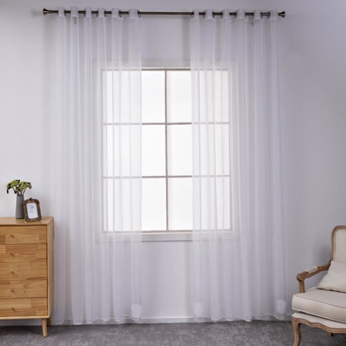 Rideau Voilage 140X240 Cm Voilage Blanc En Effet Lin À Rayures