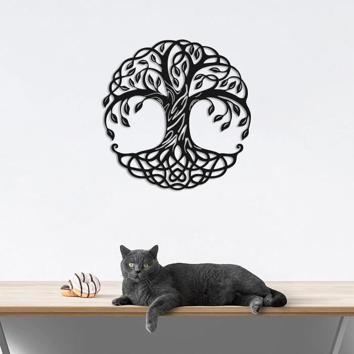 Imtrub Art Mural En Métal En Chat En Lune | Silhouette En Métal Chat Noir Et Lune | Décoration En Fer Forgé Pour Cuisine, Bureau, Salle Bain, Maison