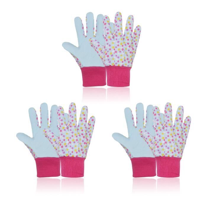 3 Paires Gants De Travail Jardinage Montage – Protection Anti-Abrasion Rouge