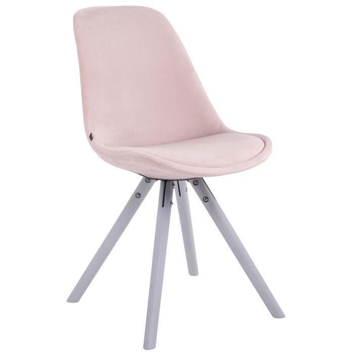 Chaise Toulouse en velours avec Piétement Rond , RoseBlanc Cdiscount