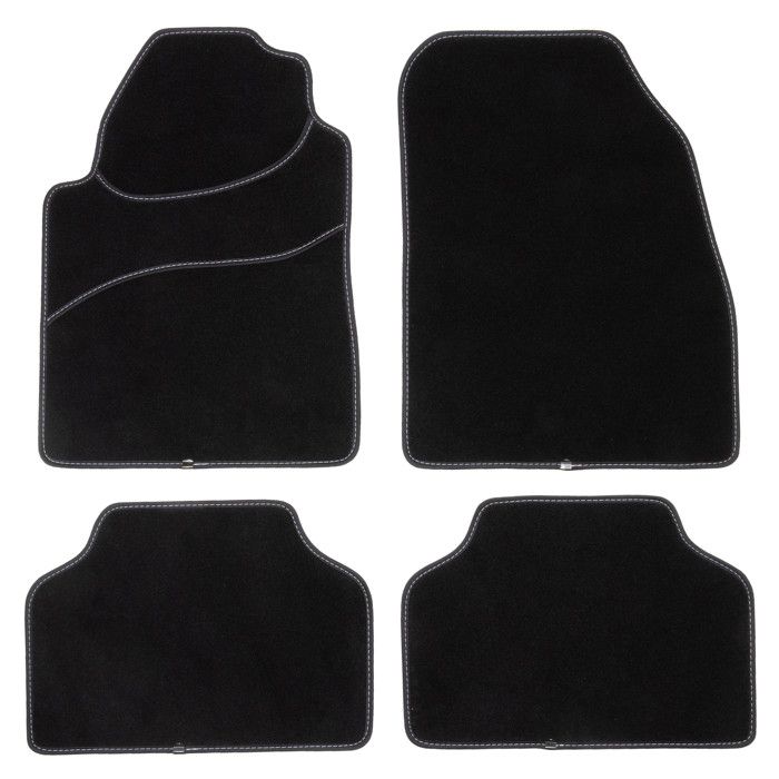 Tapis de Voiture Universel Ganse textile noire surpiqure blanche — free download