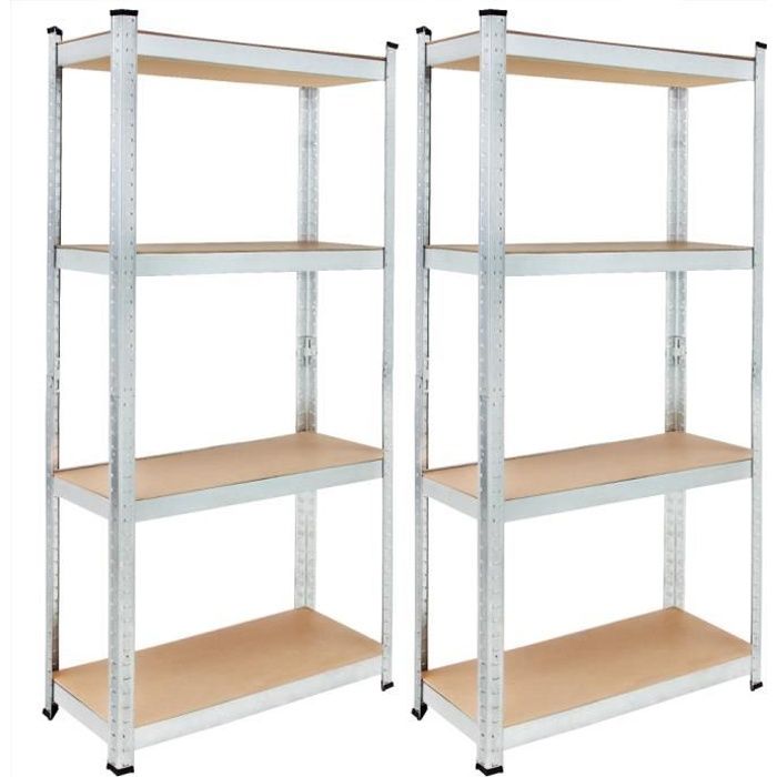 2x Étagère charge lourde métallique 4 tablettes - 170x75x30cm - Charge max 280kg 2x Étagère charge lourde métallique 4 tablettes - 170x75x30cm - Charge max 280kg