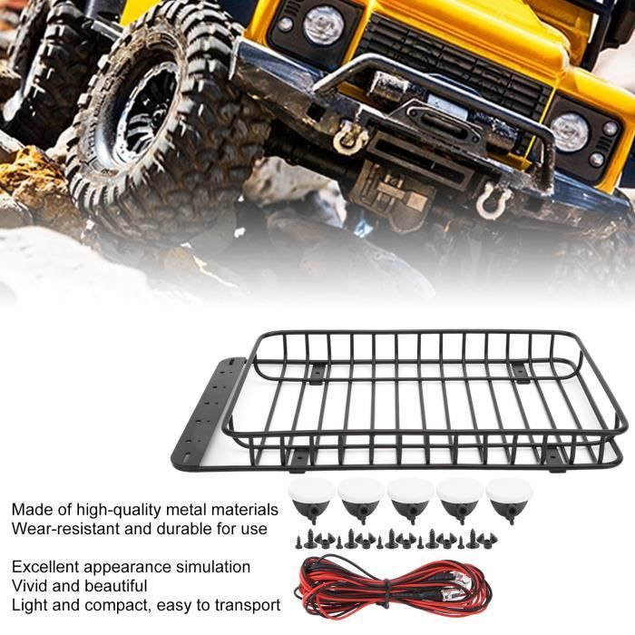Galerie De Toit Métal Avec 4 LED Pour Voiture RC Axial SCX10 1/10 – 139g, éclairage Contrôlable – Accessière Réaliste