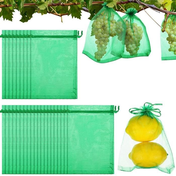 CHR 100pcs sac de protection des fruits sac de corde anti - insectes pour plantes oiseau 10 * 15cm (vert fruité) AB077