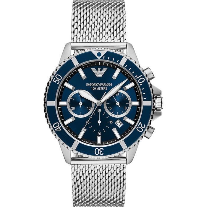Montre Emporio Armani Hommes AR11587 - Argent Acier inoxydable - 43mm - Etanche 10 bar