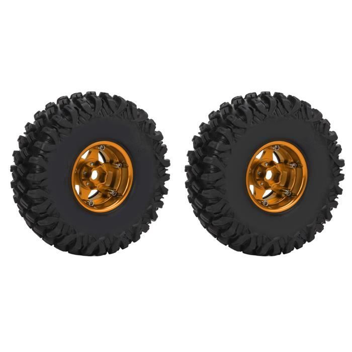 Lot De 2 Pneus + Jantes Pour Voiture RC 1/10 – Diamètre 75mm, Compatible Avec Modèle 94123 (Noir Et Rouge)