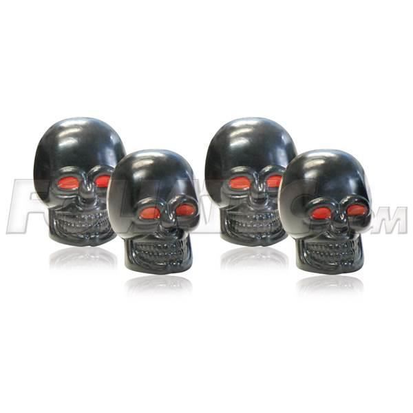 Capuchons de valves FOLIATEC SKULL noir aux yeux rouges