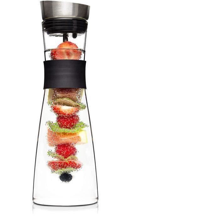 Carafe En Verre Borosilicaté 1.5L Avec Brosse Et Couvercle - Résistante à La Chaleur