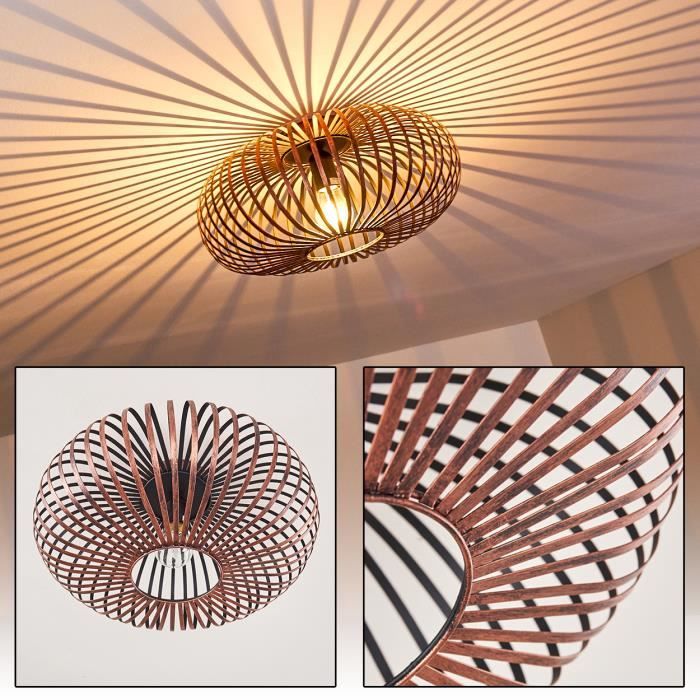 Plafonnier - HOFSTEIN - Ovari - Métal cuivré - E27 - Design contemporain - 60W max Plafonnier - HOFSTEIN - Ovari - Métal cuivré - E27 - Design contemporain - 60W max
