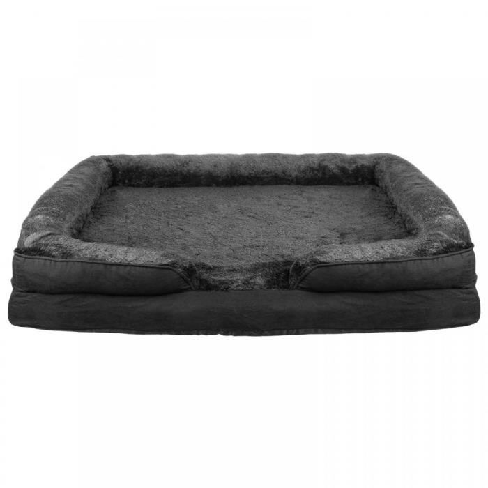 Coussin amovible pour chien 106x80x20 cm - Coussin lavable à mémoire de forme - Lit noir avec fond antidérapant