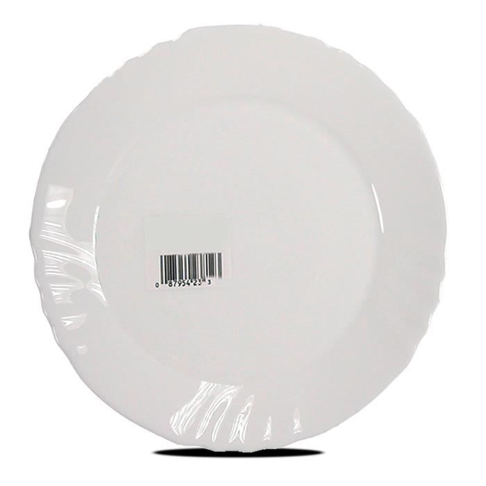 Service de 36 assiettes plates - JUANIO - 24 cm - Verre opale - Compatible micro-ondes & lave-vaisselle - Blanc