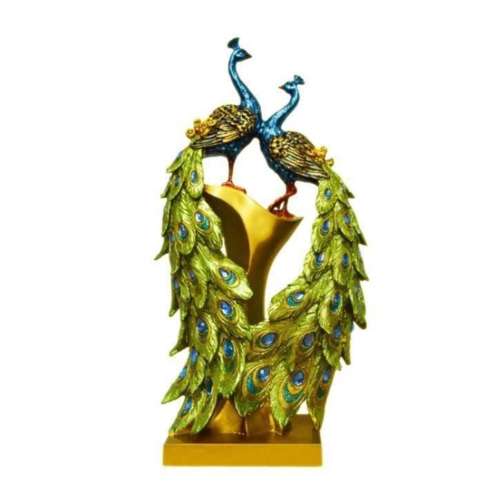 yuksok Statue Décorative de Paon, Sculpture de Décoration Hauskunst, Figurine de Paon pour Armoire, Bleu L