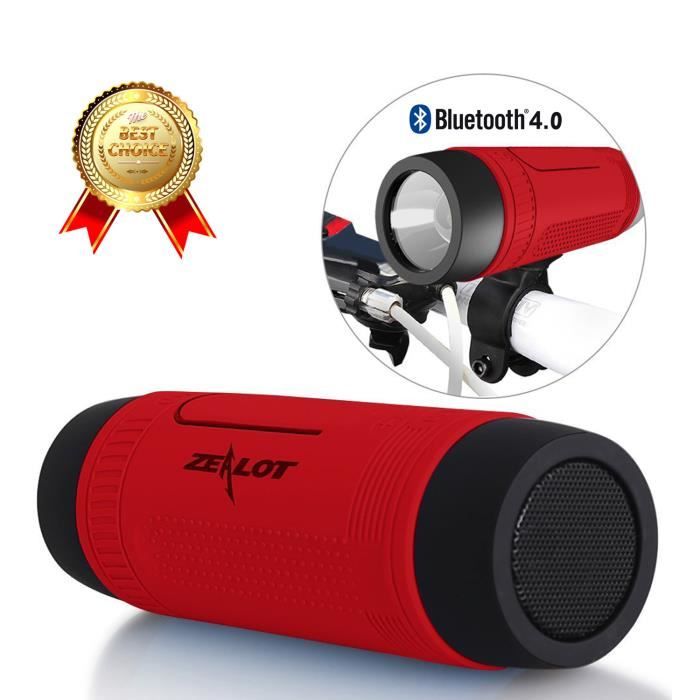LCC®S1Bluetooth étanche Haut-parleur stéréo multifonctionnel stéréo, haut-parleur, 4000mAh, pour le cyclisme et autres sports -rouge