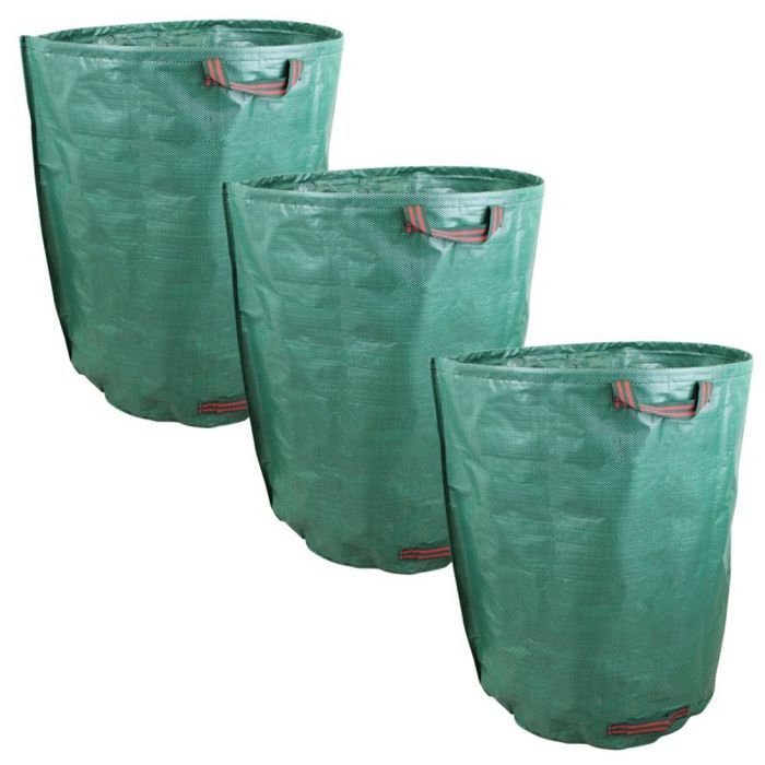 Vert clair, 120 Sac de Déchets Lot de 3 Sac de Jardin en Polypropylène Pliables Réutilisables Grande Sacs à Déchets avec Poignées Sacs Poubelle de Jardin 