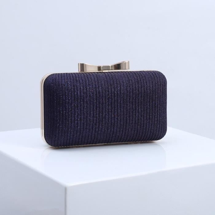 Sac à Main Plumes Élégant Pour Soirée Et Mariage - Pochette Nylon Avec Bandoulière (Noir)