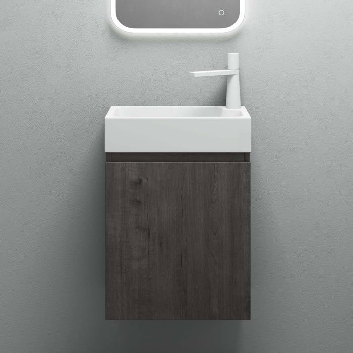 Mai & Mai Ensemble de Meuble de Salle de Bain Meuble sous Lavabo Suspendu Gris-brun 46x26x63cm avec Vasque PS02