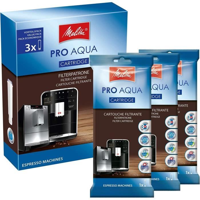 Melitta 224562 Cartouche filtrante pour machines à café automatiques | 3  cartouches Pro Aqua | Prévention du calcaire
