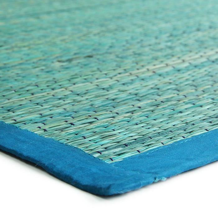 UNITED - Tapis en jonc de mer tapis naturel 70 x 110 cm Bleu